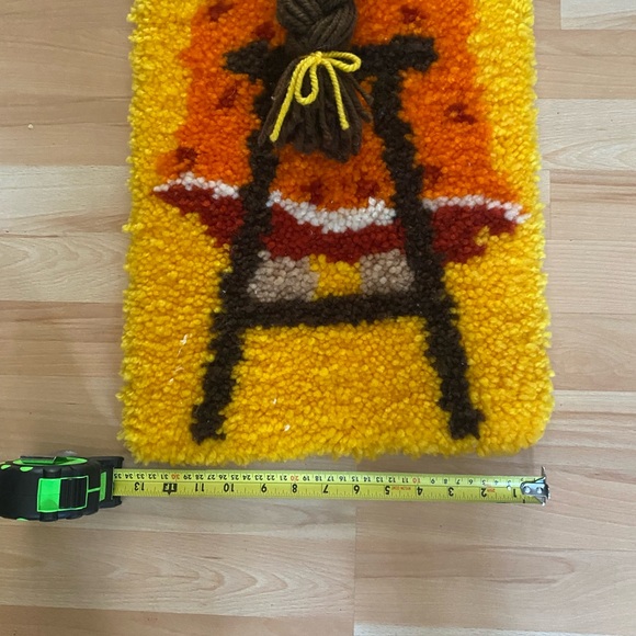 Unique Vintage Latch and Hook Wall Hanging Mama with Braid Carrying Baby - Picture 7 of 7